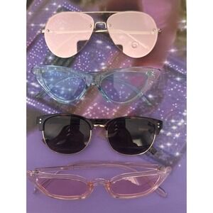 WOMEN'S TEEN'S FASHION COLORFUL SUMMER SUNGLASSES SET OF 4 NEW